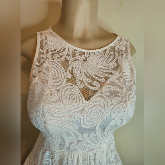 Chic White Lace Mini Dress - Picture 5 of 10